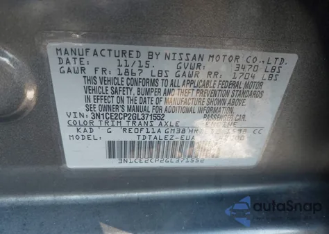 2016 Nissan Versa Note Sl from USA, damaged, VIN 3N1CE2CP2GL371552